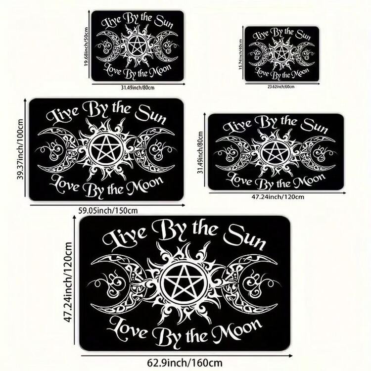 1块，8毫米厚，五角星和月亮图案海绵地毯，“Live By The Moon”标语，防污室内外入口地垫，防滑柔软舒适，客厅卧室地垫，家居装饰 - 2 - 查看 5