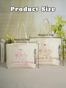 Túi tote vải canvas in hoa và tên tùy chỉnh, túi xách họa tiết thực vật cá nhân hóa, lựa chọn thời trang hàng ngày, phụ kiện độc đáo có thể tùy chỉnh, quà tặng sành điệu, thể hiện phong cách cá nhân. - Nhiều màu - Xem 7