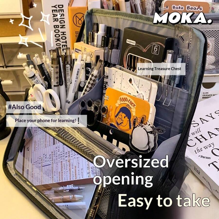 Estuche magnético de 33 piezas para lápices y artículos de papelería | Estuche para lápices de gran capacidad y alto valor para estudiantes | Bolsa de cosméticos portátil de varias capas, juego de regalo