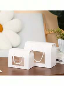 12pcs/Set (6 Small + 6 Large) Handle Window Gift Boxes, Suitable For Holiday Gifts, Party Favors, Small Business Gifts - View 8