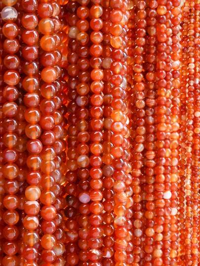 Hạt đá mã não đỏ - Hạt đá Sardonyx Carnelian tròn, dạng rời, dùng để làm trang sức, tự làm vòng cổ, vòng tay, đá quý tròn nhẵn, không mạ, lý tưởng cho quà Giáng sinh, Ngày lễ tình nhân, sinh nhật và quà tặng sinh viên. - 4mm/6mm/8mm/10mm.