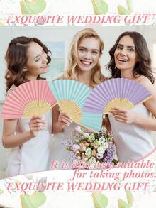 1/3/5/8/10/15/20/25/30 chiếc Quạt gấp tông màu mềm mại cho đám cưới - Quạt gấp bằng tre và quạt gấp cầm tay bằng giấy cổ điển. Hoàn hảo làm quà tặng đám cưới nhà thờ, tiệc cô dâu, đạo cụ chụp ảnh phù dâu, quà sinh nhật và các sự kiện mùa hè. - nhiều màu - Xem 3