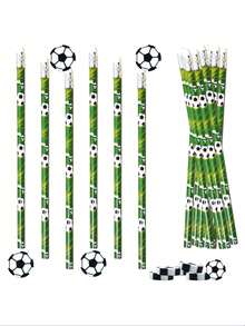 20pcs/Set Soccer Pencil Erasers, Soccer Themed School Supplies Prizes, Office/Classroom Rewards, Soccer Theme Birthday Party Favors - Multicolor - View 2