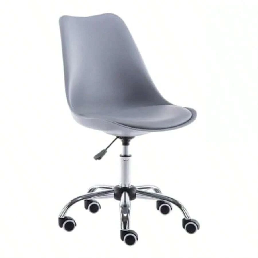 Silla de Oficina Acolchada para Escritorio con Ruedas Giratorias 360 en Piel Sintética Cómoda Ergonómica y Funcional. Gris  89681 - gris - Ver 1