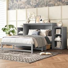 Full Size Murphy Bed With Spacious Storage Drawers And Shelves. Guest Rooms Or Compact Bedrooms. Light Gray - 1 - 查看 11