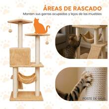 Rascador para Gatos Persa – Árbol para Gatos con Escalera, Escondite y Hamaca – Estructura Cubierta de Sisal y Felpa – , Cómodo y Duradero – Castillo para Gato 125 X 50 X 40cm (Beige) - Beis - Ver 5
