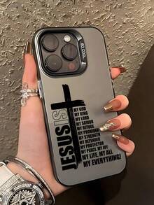 1 chiếc ốp lưng điện thoại chống sốc in hình Thánh Giá và khẩu hiệu tiếng Anh của Chúa Giê-su, phù hợp với 16 Pro Max/15/14 Plus/13/12/11, phiên bản quốc tế, không phải phiên bản nội địa. - Xám - Xem 1