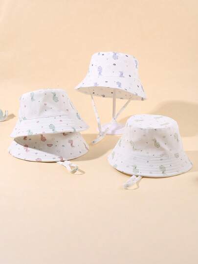 1 chiếc mũ chống nắng thoáng khí in hình khủng long hoạt hình cho trẻ em, có dây buộc cằm, kiểu dáng dễ thương, thường ngày cho hoạt động ngoài trời mùa hè.