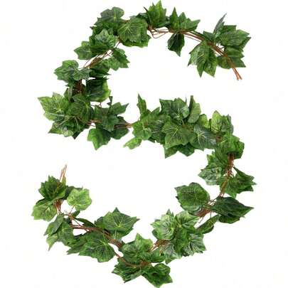 1-5Pcs Fake Plants Artificial Grape Vines Decoration Faux Hanging Grape Leaf Greenery Garland For Home Farmhouse Dorm Wall Wedding Christmas Party Photograph Stage Decor(36 Pieces Of Leaves)