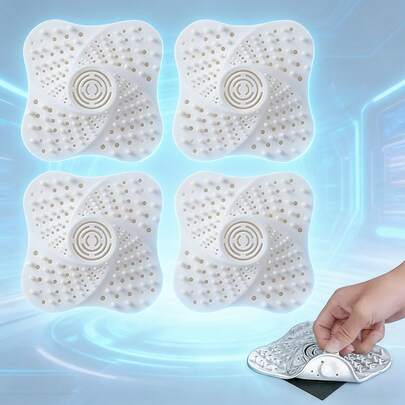 1/2/4pcs White Modern Home Silicone Sink Drain Strainer, Anti-Slip Suction Cup Drain Filter, Bathroom Shower Tub Kitchen Laundry Room Anti-Clogging Strainer
