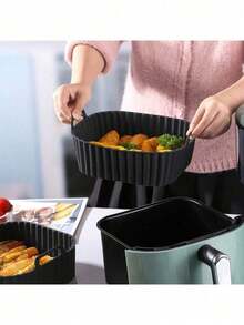 1/2 Khay nướng bằng silicon dùng cho nồi chiên không dầu, chịu nhiệt cao, khay hấp silicon chuyên dụng để nướng bánh. - Nhiều màu - Xem 4