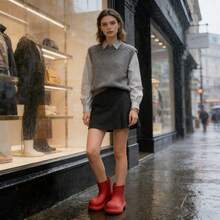 1双女士小丑雨靴，防水踝靴，橡胶材质，带舒适内衬，切尔西风格 - 小丑款 - 查看 6