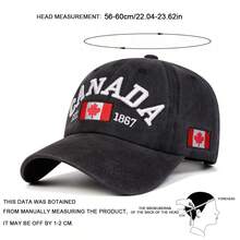 1pc Men's CANADA Letter Embroidered Washed Baseball Cap, Fashionable Adjustable Sun Protection Casual Hat Suitable For Spring, Autumn Outings, Travel, Beach, Party - Multicolor - View 2