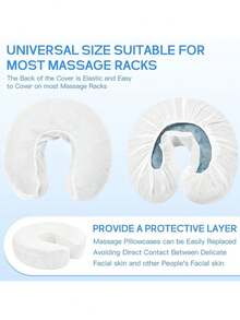 10pcs U-Shaped Headrest Covers Fitted Disposable Non-Woven Fitted Face Cradle Covers Beauty Salon SPA Elastic Pillowcase - White - View 3