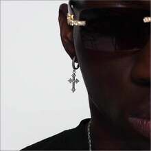 1对酷炫十字锆石耳环 - 銀色 - 查看 4