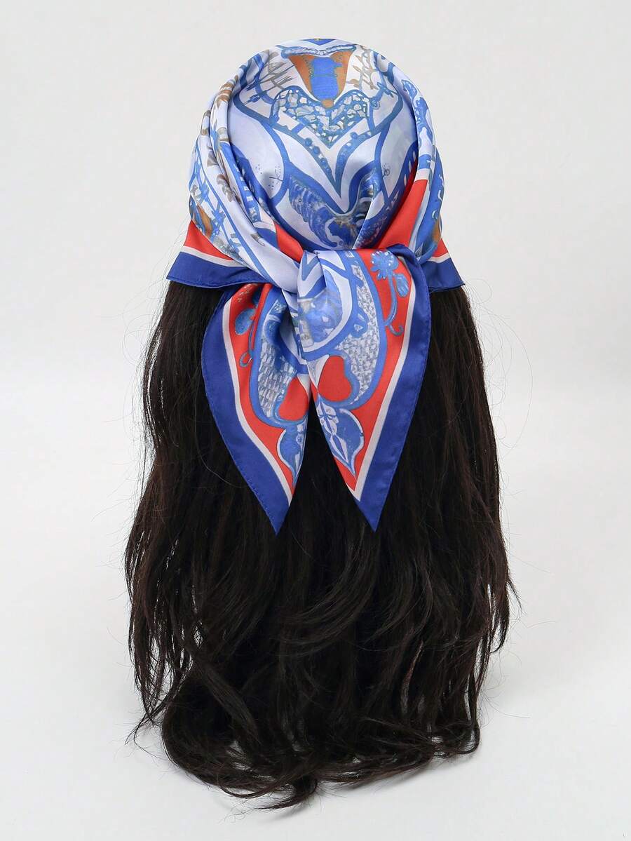 1pc Fashionable & Versatile Bandana With Leaf & Vine Print - Multicolor - View 1