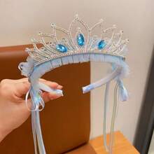 1pc New Crown Headpiece, Princess Hair Accessory - Blue - View 3
