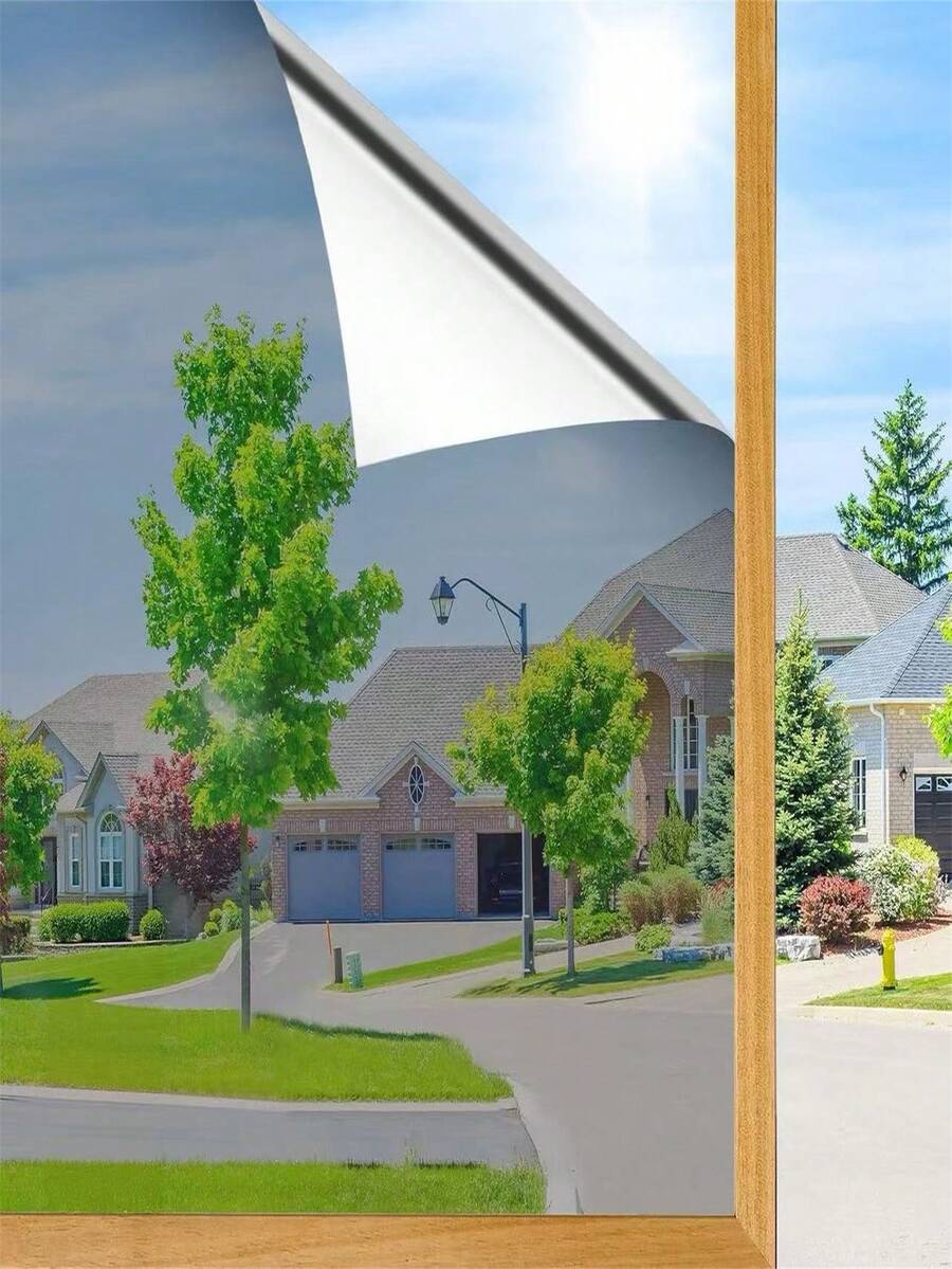 Window Film Privacy One Way Window Film With Tools Daytime Anti Glare Sun Blocker Heat Reflective UV Protection Mirror Window Tint Film Self Adhesive For Home Office - Silver - View 1