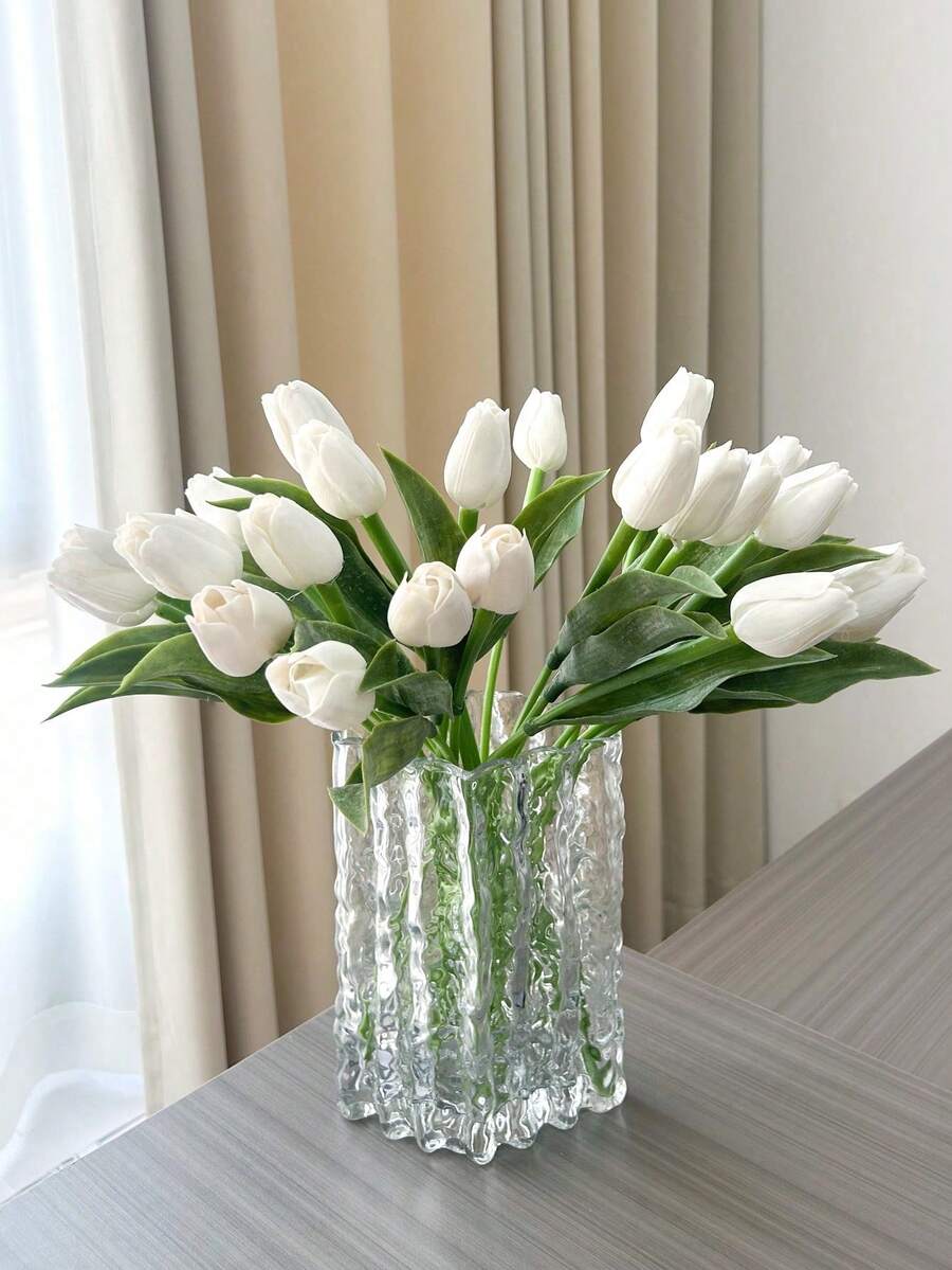 10支仿真郁金香，逼真塑料假郁金香，塑料人造花，适用于家居装饰、花瓶插花、花束、派对装饰、房间装饰、餐桌装饰、礼品