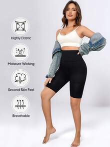 Suprenx Women's Slim Fit Shaping Shorts, Tummy Control, Butt Lifting, Semi-Sheer - Black - View 4