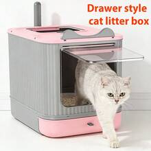 Large Cat Litter Box Enclosed, 4-In-1 Top Entry & Front Pull Drawer With Odor Control Carbon Bags & Scoop, Extra Large Splash-Proof Kitty Toilet Box For Multiple Cats (Fits Up To 44 Lbs), Easy Clean Modern Pet House - 均碼 - 查看 1