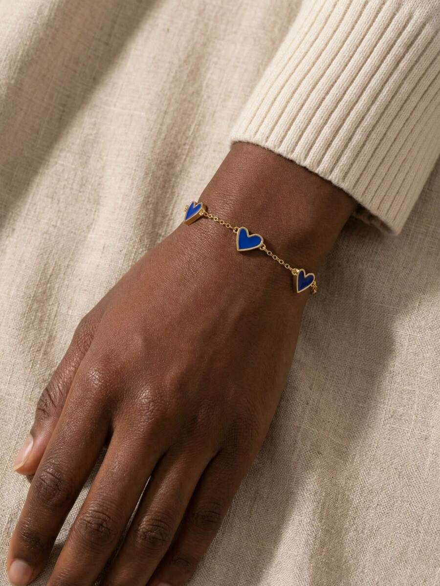 1 pieza Brazalete con forma de corazón de moda, adecuado para uso diario - Azul - Ver 1