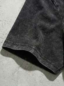 Unisex Streetwear, Men's Y2K Grunge Hellstars Slogan & Flaming Fire Text Graphic Double-Sided Print T-Shirt, Acid Washed Tee, Dark Aesthetic Oversized T Shirt, Graphic Tees Men, Camisetas Para Hombre, Ropa De Hombre, Playera De Hombre, Navidad,Mens Clothes,Graphic Tee,Summer Clothes,Summer Tops,Easter Outfits,Spring Clothes ,Shirts - Black - View 5