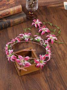 1件波西米亚风春夏清新人造花环，女士森系花卉头饰，婚礼/派对/伴娘/花童装饰，田园仙子角色扮演发饰，花冠，头饰，服装皇冠 - 彩色 - 查看 9