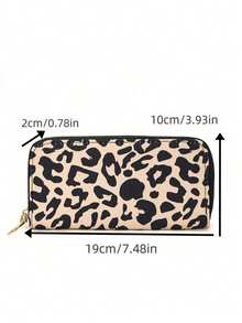 New Retro Women's Long Zipper Wallet, Leopard Print Fashion Multi-Card Slot Phone Wallet, Zipper Coin Purse, Anti-Theft Bank Card Holder, ID Card Case, Business Card Holder, Clutch For Women Money Wallet Mini Wallet Purse Wallet Small Wallet Cute Wallet Travel Essential Summer - Khaki - View 7