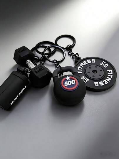 4 pezzi Ciondolo portachiavi mini attrezzatura fitness nera, ciondolo per borraccia manubrio, accessori carini, ideale per appassionati di sport, regalo di laurea 2026, regalo della Festa del Papà