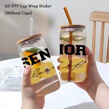 1 pieza Pegatina UV DTF con tema de graduación y diseño de Clase de 2026, adecuada para tazas, botellas y computadoras, pegatinas de transferencia para manualidades y decoración de moda - A - Ver 4
