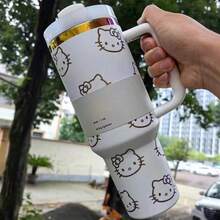 SANRIO 40 Oz  Outdoor Sports Water Cup Water Bottle Stainless Steel Vacuum   Insulated  Cup With Lid And Straw Suitable For Water, Iced Tea Or Coffee. - White - View 3