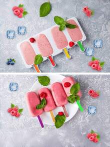 Rubber Oval Ice Cream Mold, 4/8 Compartments DIY Popsicle Maker For Homemade Ice Cream And Chocolate, Classic Shape, No Charge Bakeware Ice Cube Tray Ice Cube Ice Cube Squishy Ice Cube Mold Ice Cube Mould - Multicolor - View 9