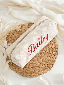 [Personalisierbar] Personalisierter Namens-Federmäppchen, Individueller Stifteetui | Rosa/Lila/Beige - Großraumorganizer für Schulmaterial & Kosmetik. Geeignet für Mädchen; Besteht aus strapazierfähigem Cord-Material und Reißverschluss - Perfekt für Teenager, Frauen und Studenten. - Verschiedenfarbig - Übersicht 8