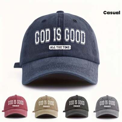 Gorra de béisbol ajustable con impresión "DIOS ES BUENO" - Gorra de fe ligera con versículo, opciones de multicolor (azul marino, burdeos, negro, gris, marrón) para la iglesia, al aire libre, uso casual - Gorra unisex lavable a mano