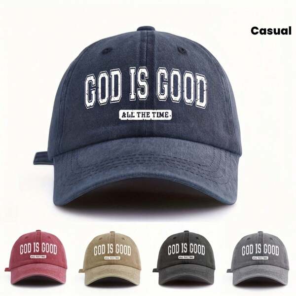 & "GOD IS GOOD" Printed Adjustable Baseball Cap - Lightweight Faith Hat With Verse, Multi-Color Options (Navy, Burgundy, Black, Grey, Brown) For Church, Outdoor, Casual Wear - Hand Washable Unisex Cap
