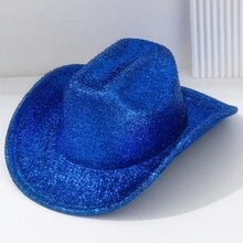 1PC Men's And Women's Unisex Rhinestone Tassel Distressed Shiny Cowboy Hat, Novelty Fun Punk Style Wide Brim Hat Bridesmaid Hat Bride Hat Gift Hat Cowgirl Hat, Suitable For Parties, Western Themed Events, Gatherings, Engagement Parties, Cosplay, Graduation Ceremonies, Masquerade Balls, Festivals, Weddings, Birthday Celebrations, Music Festivals, Coming-Of-Age Ceremonies - Solid Color - View 8