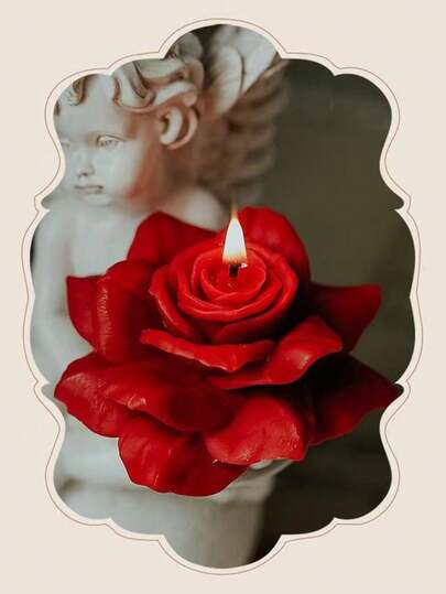 1pc Red Rose Scented Candle, Small Gift, Mother's Day Gift, Wedding Decor, Atmosphere Candle
