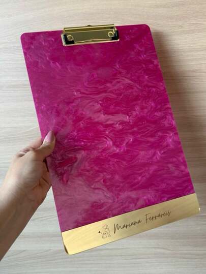 Prancheta Personalizada em Acrílico A4 34,5x23 GRANDE madrepérola papelaria beleza clinica estética consultório