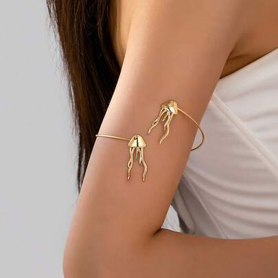 1 pieza Brazalete abierto con diseño elegante y lindo de medusa, adecuado para el uso diario de las mujeres