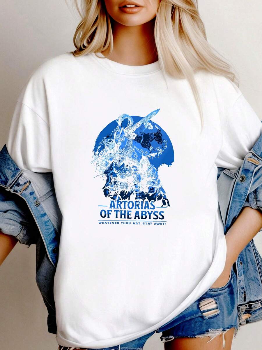 Women T-Shirt Print Artorias Of The Abyss T-Shirt, Dark Souls T-Shirt, Demons Souls, FromSoftware - 白色 - 查看 1