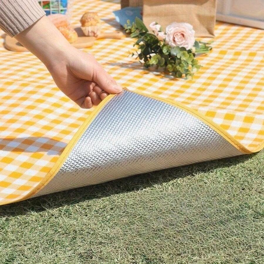 Outdoor faltbare tragbare Picknick-Matte, Rasen-Matte, Camping-Decke, hergestellt aus Aluminiumfolie-Material, leuchtende Farben, geeignet für Camping, Strand, Frühjahrsausflüge, Outdoor-Veranstaltungen - Vlies-Picknick-Tuch für alle 4 Jahreszeiten