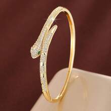 1pc Animal Snake Design Cubic Zirconia Inlaid Women Bracelet - Multicolor - View 2