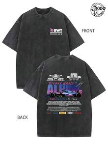 Alpine F1 Team Gasly No. 10 Theme Distressed Washed Short Sleeved Shirt, Vintage Loose Fit, Pierre Gasly Alpine F1 Racing T-Shirt, Both Men's And Women's Graphic Printed T-Shirt, Daily Wear, Suitable For Street Retro And Outdoor Sports Leisure, Y2k Clothing, Ideal Choice For Racing Enthusiasts, Comfortable And Fashionable Short Sleeved Shirt - màu đen - Xem 1