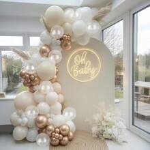 60 Stücke Champagner Gold & Weiß Luftballons, Metallic Gold, Creme Transparent Luftballons, Nude Beige Transparent Luftballons, Neutrale Geburtstags-, Boho-Hochzeits-Jahrestags-Verlobungs-Taufe Party Dekorationen - A-1 - Übersicht 6