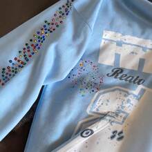 New American Retro Y2K High Street Zip Up Hooded Cardigan, Fashion Casual Unisex Sweatshirt Coat - 藍色 - 查看 3