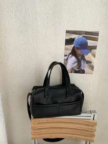 Women's Casual Versatile Commuter Shoulder Bag - Black - View 4
