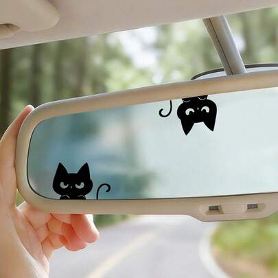 2张/套创意双猫贴纸，适用于汽车内饰装饰、背包、吉他盒和杯子