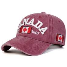 1pc Men's CANADA Letter Embroidered Washed Baseball Cap, Fashionable Adjustable Sun Protection Casual Hat Suitable For Spring, Autumn Outings, Travel, Beach, Party - Multicolor - View 3