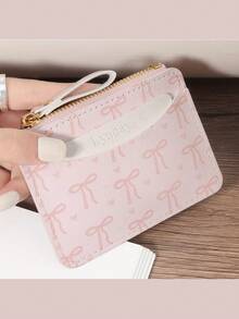 1PC Ins Style Zipper Women's Card Bag Pink Heart-Shaped Bow Card Storage Case Lightweight Daily Card Holder - Multicolor - View 11